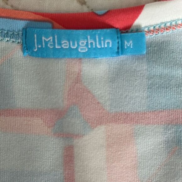 J.McLaughlin Catalina Cloth 3/4 Sleeve Geometric Print Coral Blue Top Size M - Picture 6 of 11